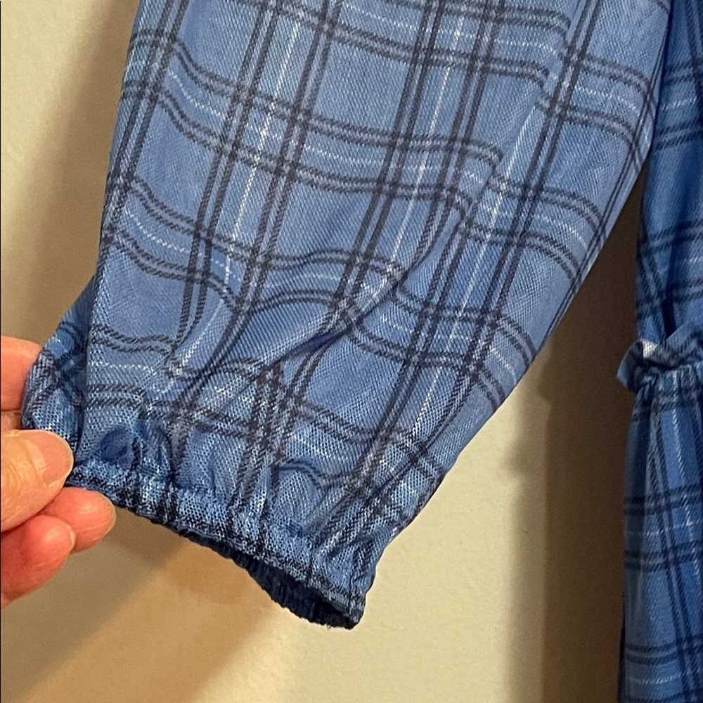 Zac Kids Blue Plaid Tiered Smocked Dress SZ XL 14-16 - Picture 3 of 5